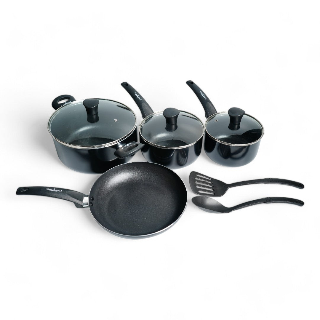 OLLAS 9 PZA DE ALUMINIO C/ESPATULA Y CUCHARON