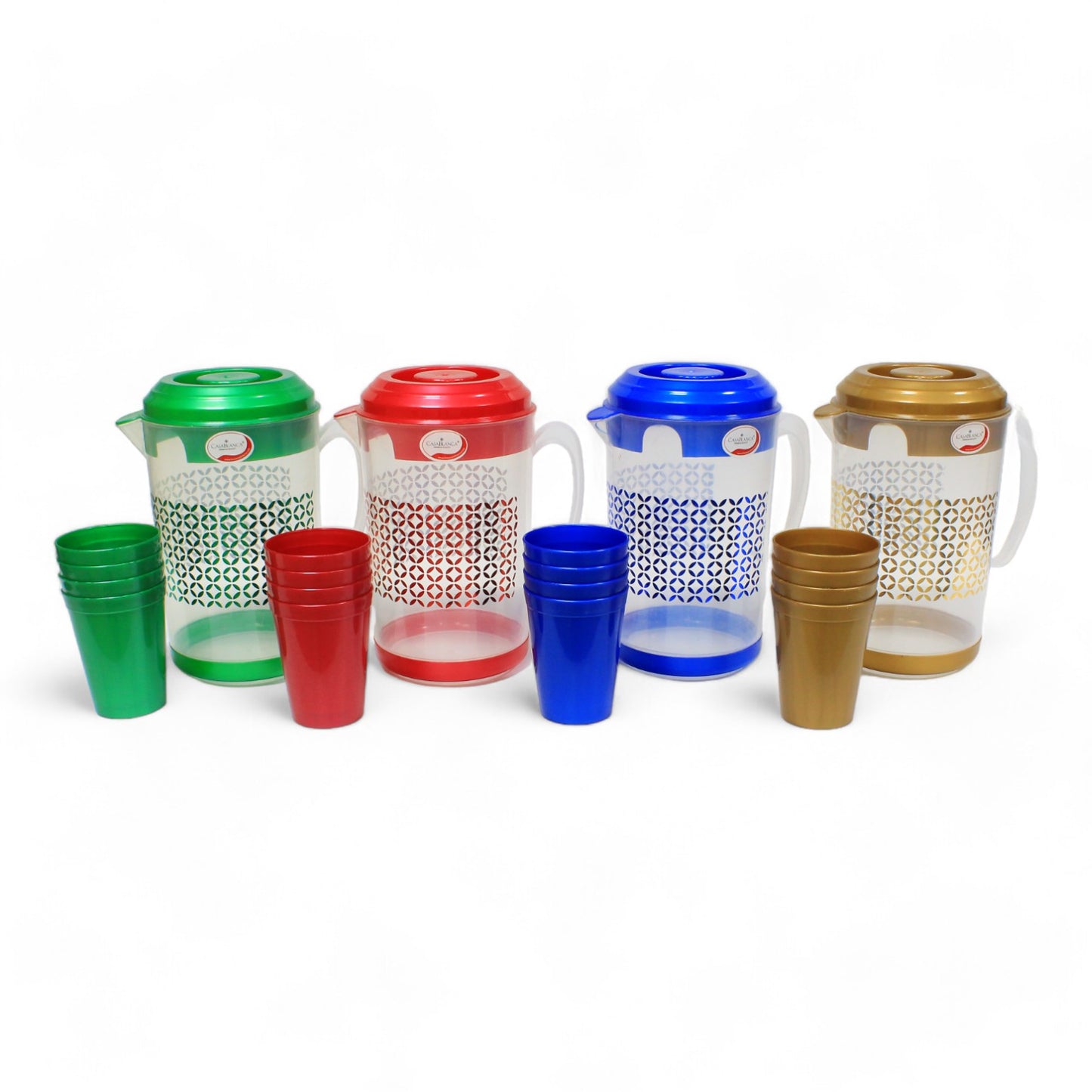 JARRA PLAST. METALICA 2.6L + 4 VASOS