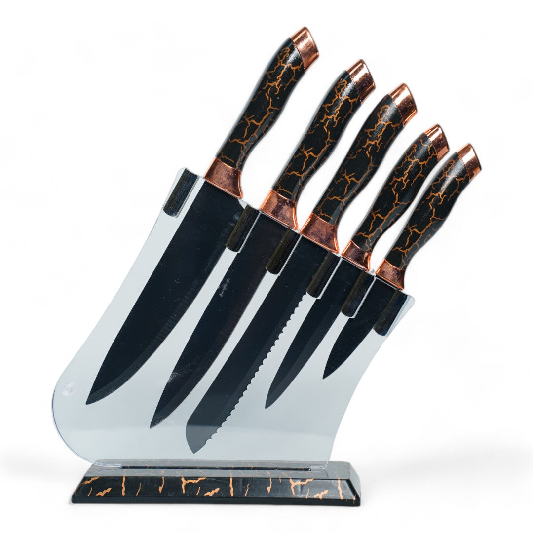 JUEGO DE CUCHILLO 5 PZA C/BASE