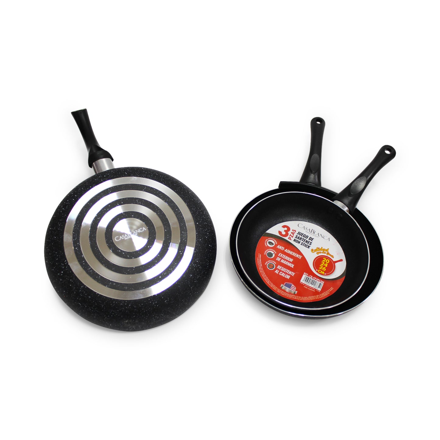 JGO DE SARTEN 3PZA 20/24/26CM NEGRO