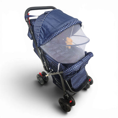 COCHE PARA BEBE AZUL ESTAMPADO