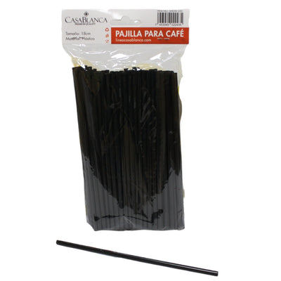 CARRIZO PLASTICO NEGRO P/CAFE 18CM (100PZA)