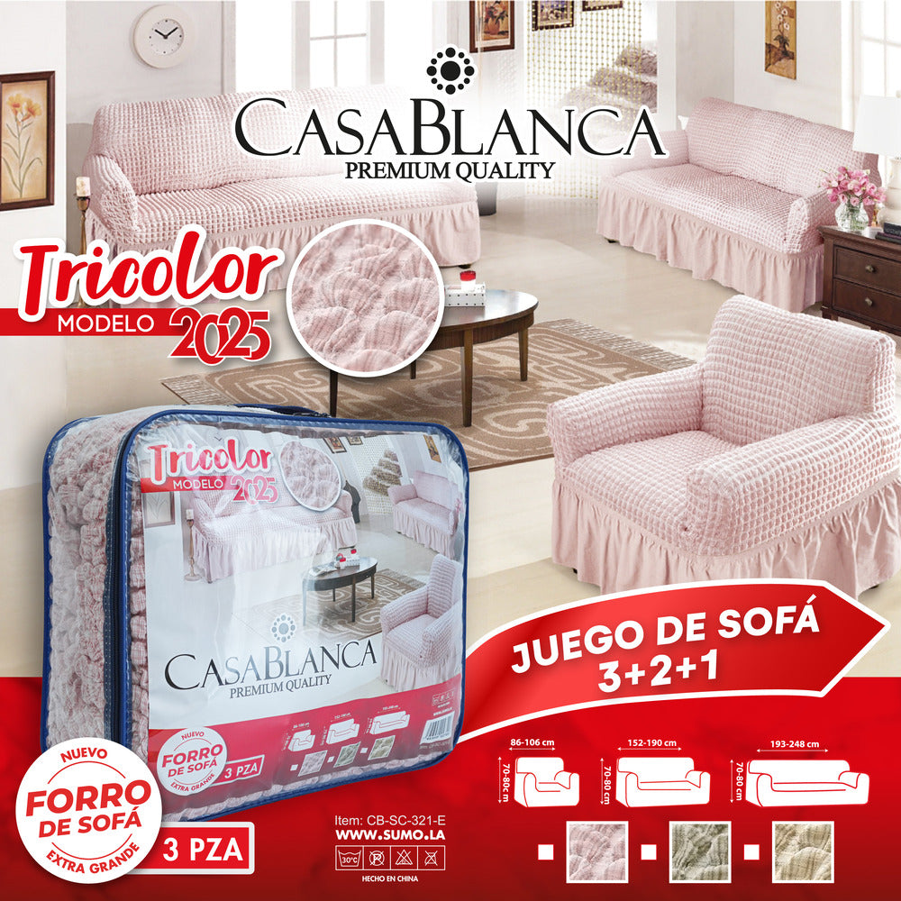 JGO. DE SOFA 3+2+1 TRICOLOR