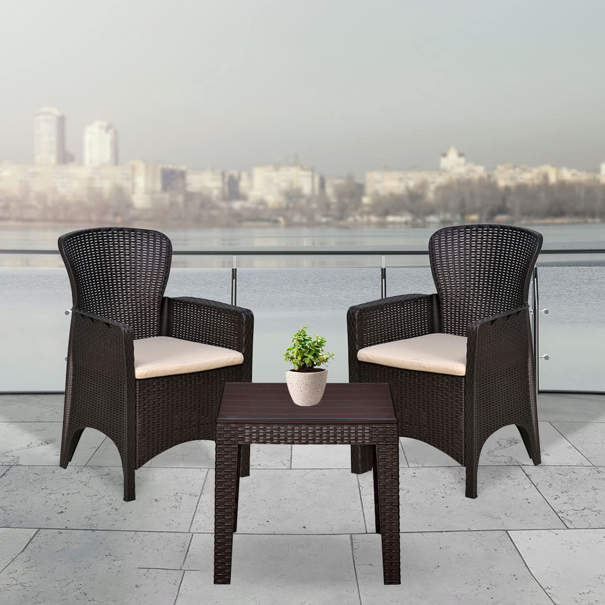 JGO DE 2 SILLAS + 1 MESA PLASTICA CHOCOLATE