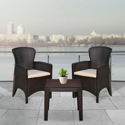 JGO DE 2 SILLAS + 1 MESA PLASTICA CHOCOLATE