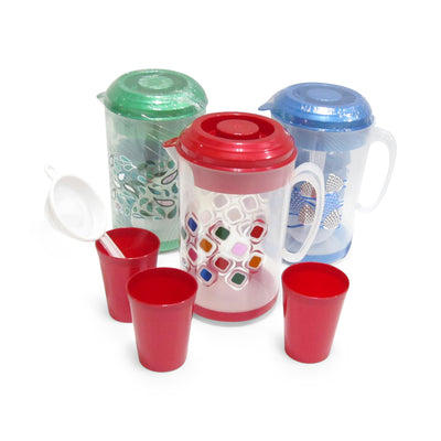 JARRA PLAST. 2.6L C/COLADOR + 3 VASOS