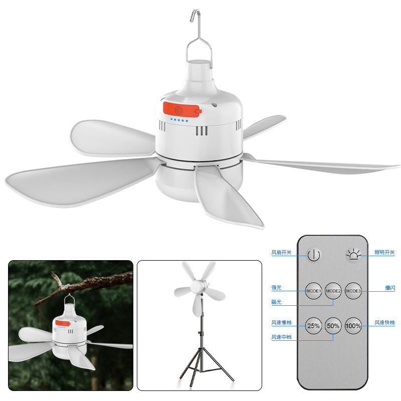 VENTILADOR RECARGABLE C/LAMPARA 5 ASPAS 44CM