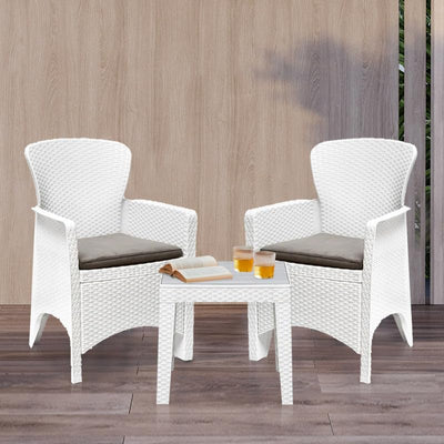 JGO DE 2 SILLAS + 1 MESA PLASTICA BLANCO