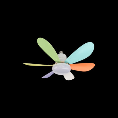 ABANICO DE TECHO 6 ASPAS COLORES  + LAMPARA LED E27 40W