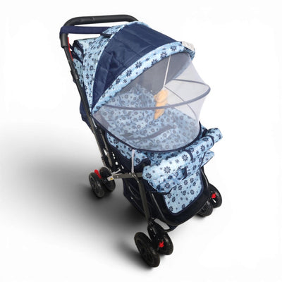 COCHE PARA BEBE AZUL+CELESTE ESTAMPADO