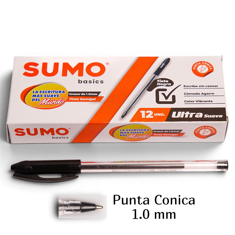 BOLIGRAFO NEGRO 1MM (CAJA DE 12PZA)