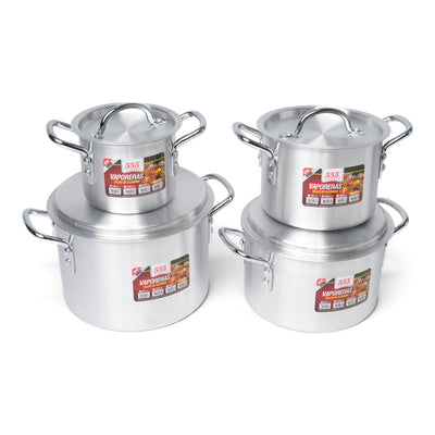 OLLAS ALUMINIO C/VAPORERA 4PZA 1.8/3.3/5.2/7.6L