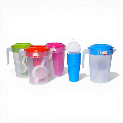 JARRA PLAST. 2.2L C/COLADOR + 3 VASOS